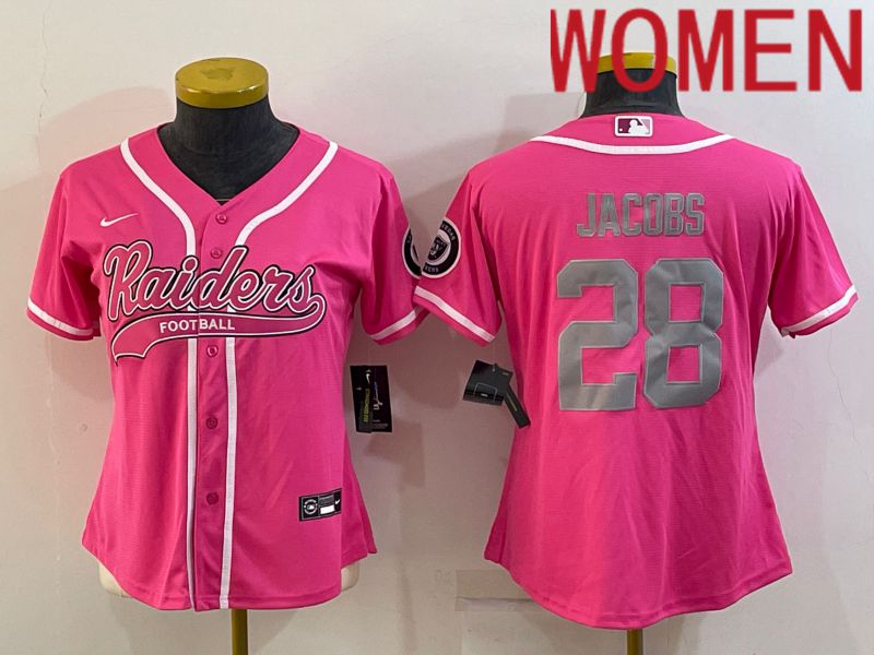 Women Oakland Raiders #28 Jacobs Pink 2022 Nike Co branded NFL Jerseys->women nfl jersey->Women Jersey